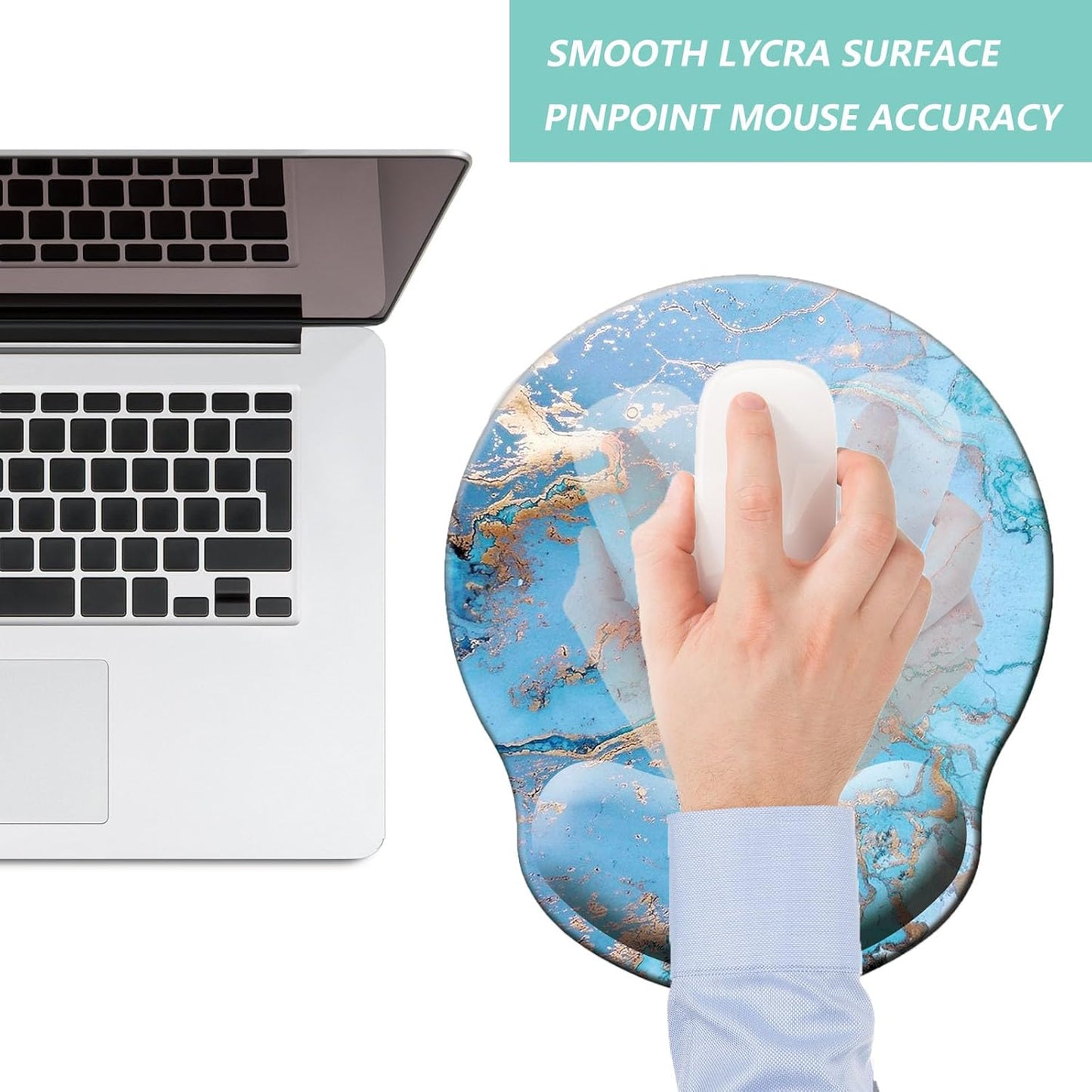 Mouse Pad with Wrist Support, Ergonomic Mouse Pad with Memory Foam Wrist Rest Cushion, Non-Slip Rubber Base Gaming Mice Pad for Home Office Computer Laptop, Flowers Grass