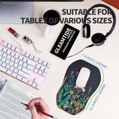 Ergonomic Raised Mouse Pad Wrist Support with Bilateral Slope Memory Foam Mousepad for Wrist Rest and Carpal Tunnel Pain Relief 11.8x7.9〃 Black