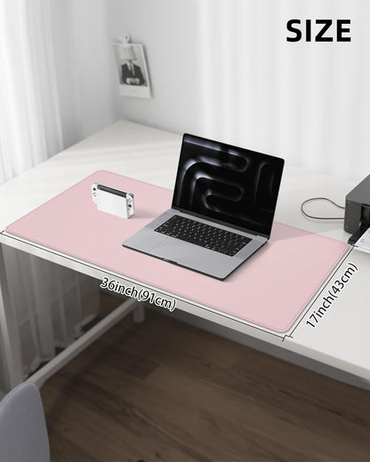AFIING Desk Pad Protector 23.6" x 13.7" - Non-Slip Waterproof PU Leather Desk Mat for Mouse, Keyboard, Laptop, Office and Home Workspace (Beige)