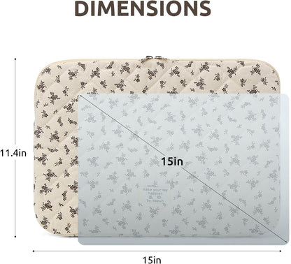 Puffy Laptop Sleeve 13 Inch Cute Quilted Laptop Protective Case Padded Floral Computer Sleeve for MacBook (A-Blue, 13 Inch)