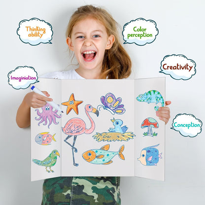 Trifold Poster Board 26"x17", 5 Pack Small Presentation Board for Science Fair Projects, Foldable Display Board for School Projects, Office Presentations and Classroom