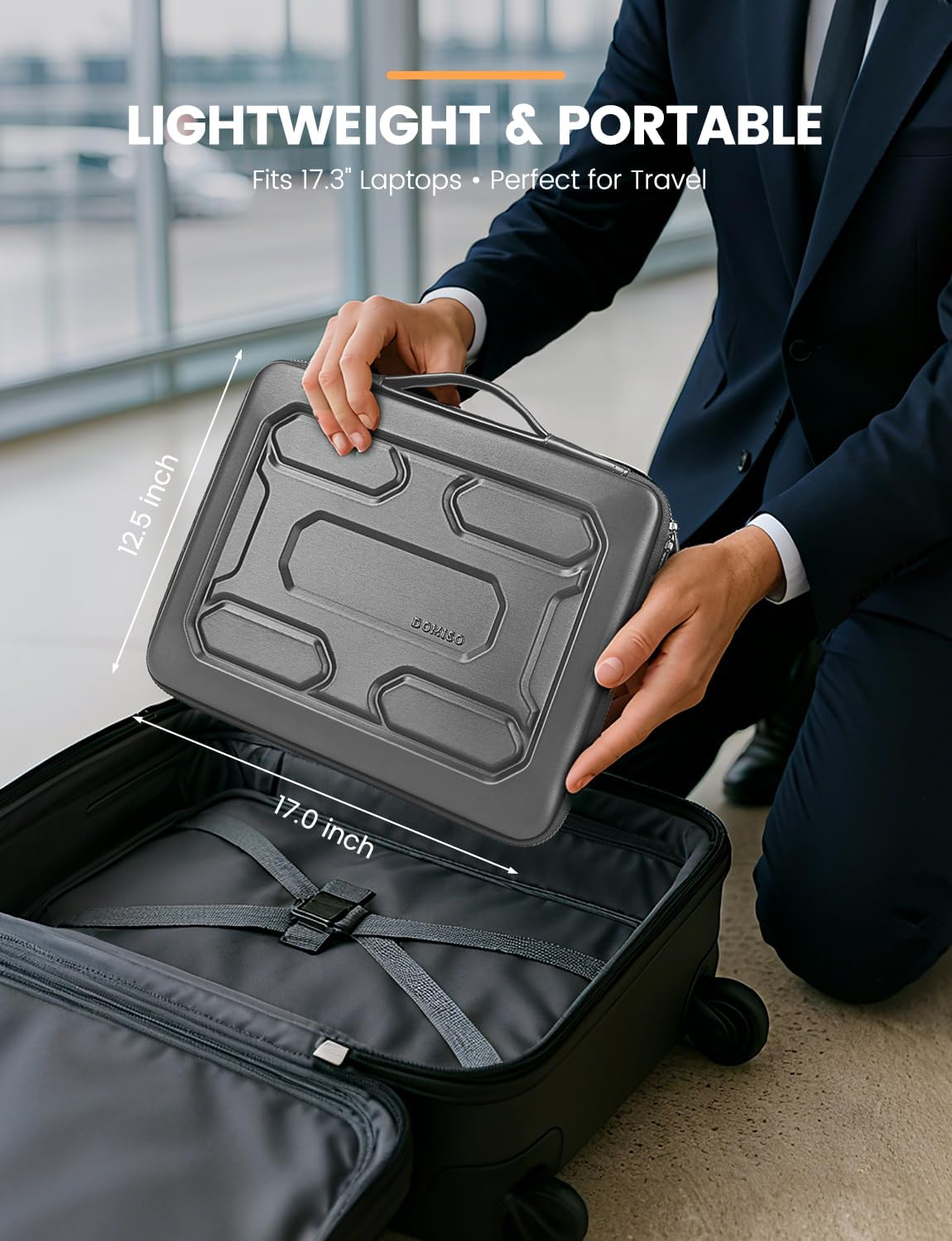 DOMISO 15.6 inch Laptop Sleeve with Handle Shockproof Computer Bag Waterproof EVA Protective Carrying Case for 15.6" Lenovo Yoga 720 IdeaPad 310 320 ThinkPad T570/Dell Inspiron 15/HP Envy 15, Black