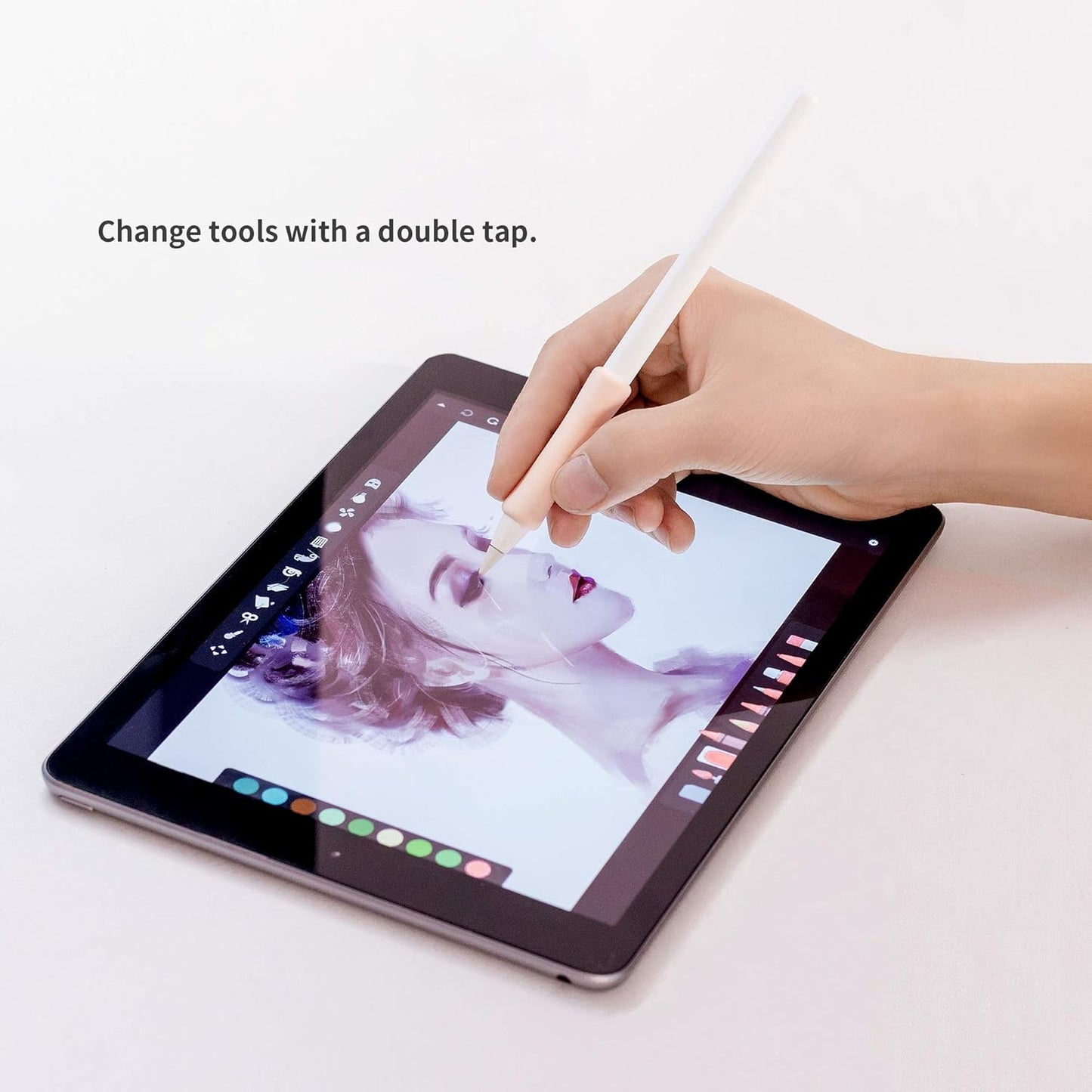 3 Pack iPencil Grips Case Cover Silicone Sleeve Holder Compatible with Apple Pencil (USB-C)&Apple Pencil (2nd Generation),iPad Pro 11 12.9 inch 2018(White, Pink, Purple)