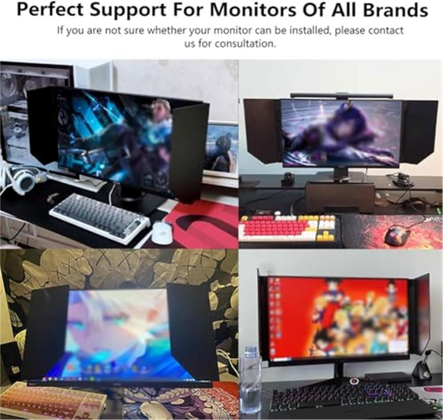 Foldable Anti-Glare Monitor Hood for 24-27 Inch Screens, Desktop Computer Sunshade with 180° Adjustable Side Panels to Reduce Glare and Enhance Viewing Focus ﻿