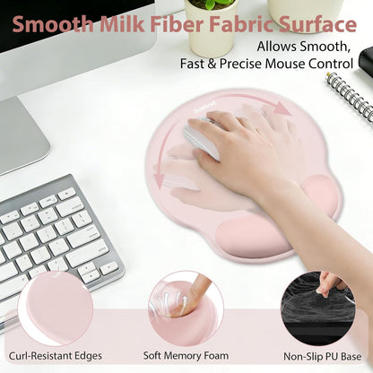 Sushret Mouse Pad and Keyboard Wrist Rest, 3-in-1 Gel Memory Foam Ergonomic Mouse Pad with Wrist Rest Set,Gaming Mousepad Arm Cushion Support for Computer Office Desk Accessories Cute Setup,Sage Green