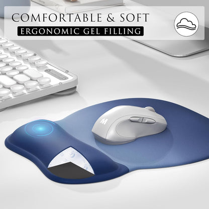 MROCO Ergonomic Mouse Pad with Gel Wrist Rest, Smooth Wrist Support Surface, Non-Slip PU Base for Pain Relief, Comfortable Mousepad for Computer, Laptop, Office & Home, 9.4 x 8.1 in, Black