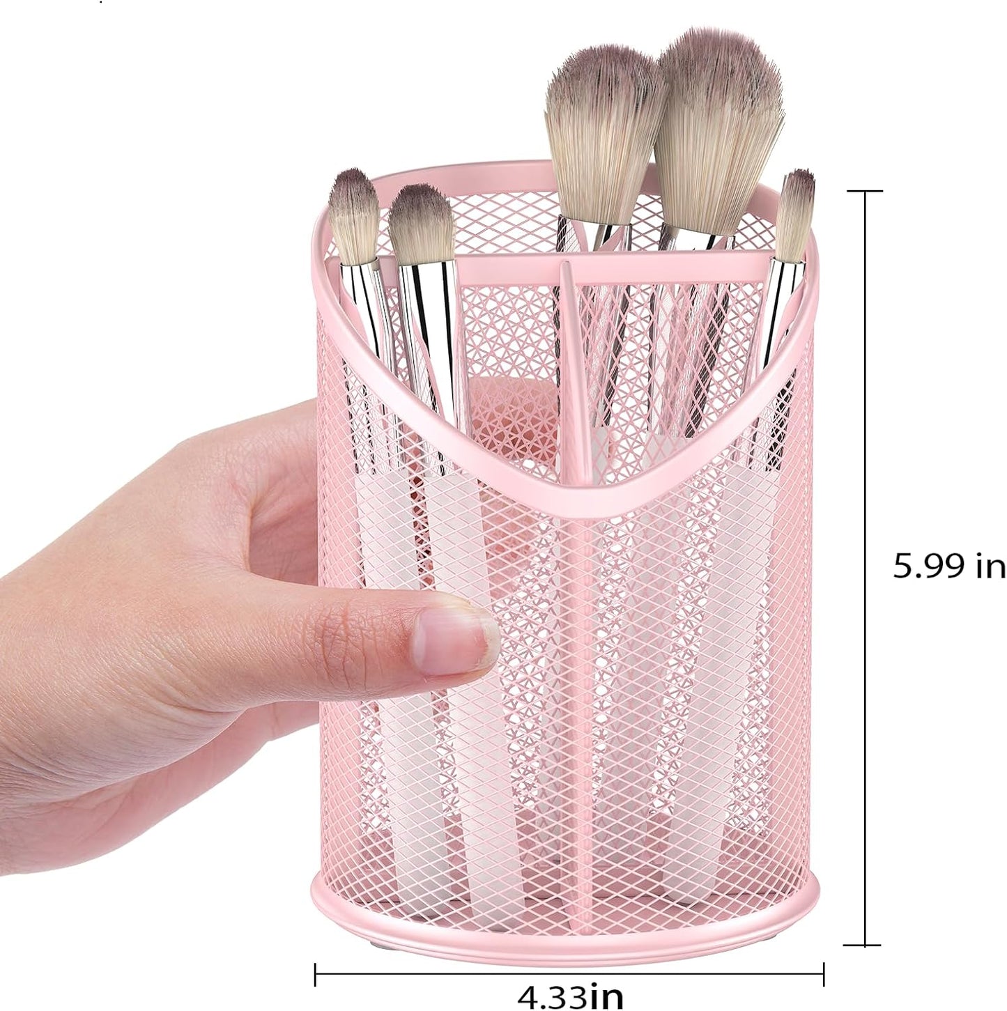Delifox 2 Pack Pen Holder Mesh Round Pencil Holder Desktop Organizer 3 Compartments, Black