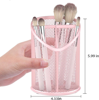 Delifox 2 Pack Pen Holder Mesh Round Pencil Holder Desktop Organizer 3 Compartments, Black
