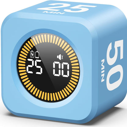 KADAMS Pomodoro Timer – Visual Cube with 5/10/30/60 Min Presets, LED Countdown Ring & Count Up Mode, Silent Flip Productivity Timer for Study, Classroom, Office, Cooking (Green 5-10-30-60 min)