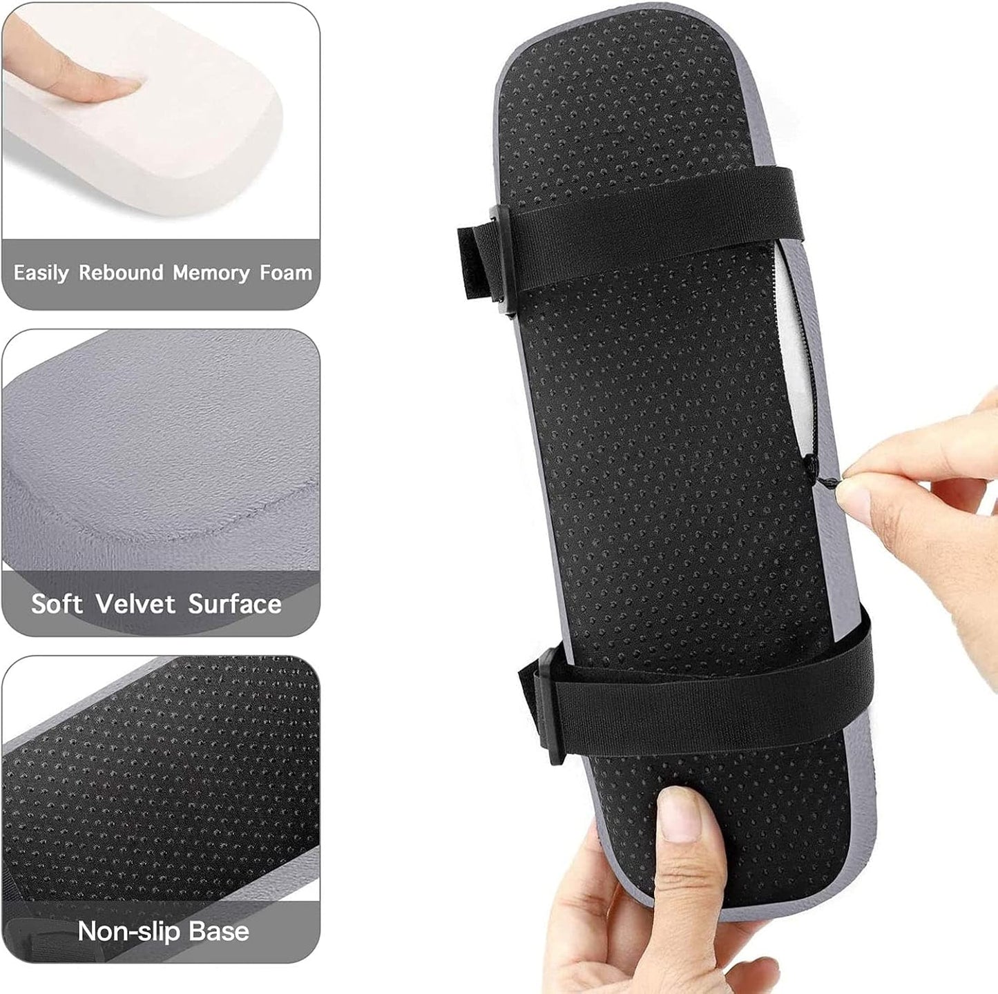 MOSISO Chair Armrest Pads (2 Pack), Memory Foam Home/Office Chair Arm Rest Covers Comfy Computer Gaming Elbow Cushion Removable Washable Elbow Support Forearm Pressure Relief, Black