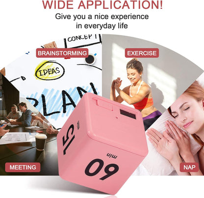 Weewooday Cube Timer, Gravity Sensor Flip Timer for ADHD Productivity, Classroom Kitchen Study Workout Cooking Desk Timers for Time Management, 15 20 30 60 Minutes Countdown Tool(Pink)