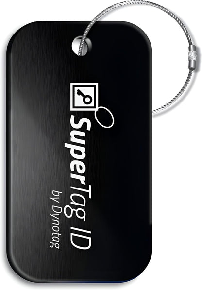 Dynotag® Sentry Series Solid Metal Web Enabled Smart Luggage Tag ID + Steel Loop, Anodized Aluminum with DynoIQ™ & Lifetime Recovery Service (Sapphire Blue)