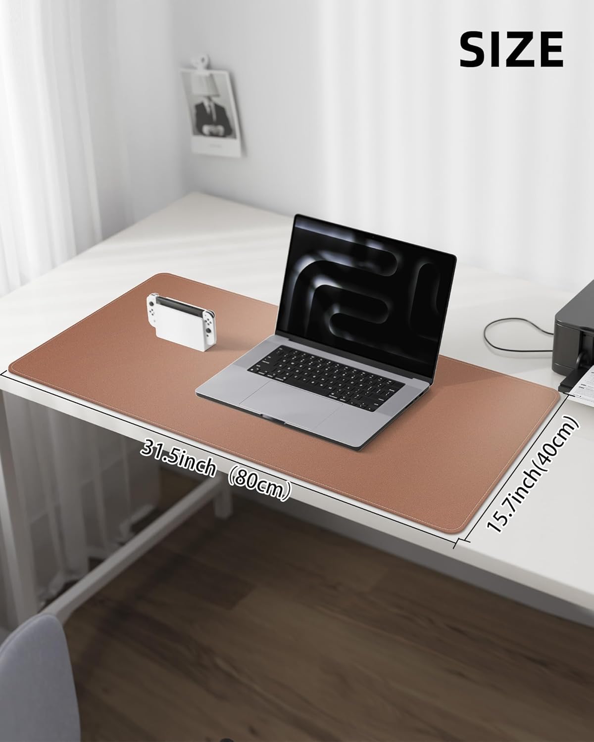 AFIING Desk Pad Protector 23.6" x 13.7" - Non-Slip Waterproof PU Leather Desk Mat for Mouse, Keyboard, Laptop, Office and Home Workspace (Beige)