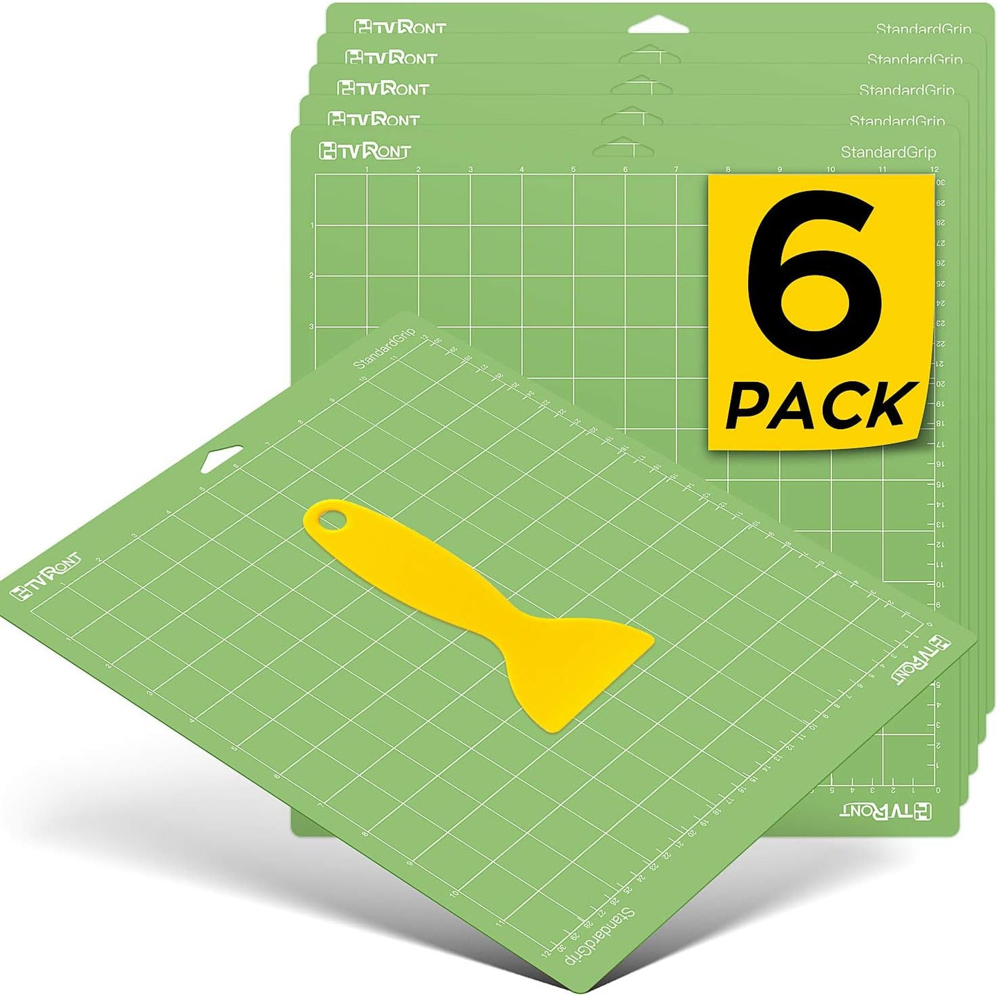 HTVRONT Standard Grip Cutting Mat, 6 Pack Cutting Mat 12x12 Compatible with Cricut Maker 3/Maker 4/Maker/Explore 3/4/5/Air 2/One, Standard Adhesive Sticky Quilting Cutting Mats Replacement Accessories