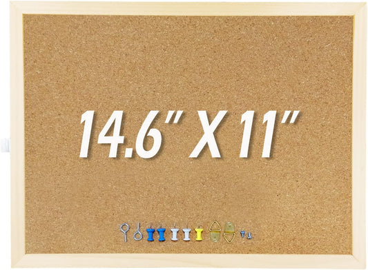 14.6 inches x 11 inches Frame Cork Board for Bulletin Board, Home Decor, Office, School, Message Board and Include Installation kit, Push pins.