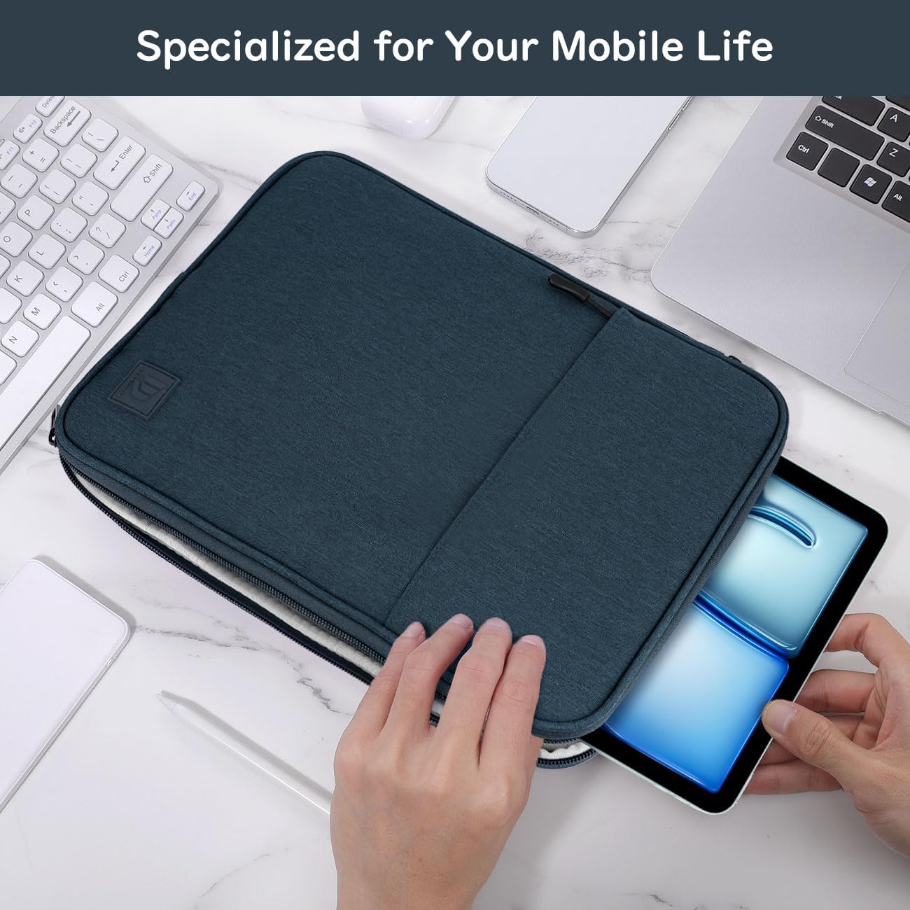 Dadanism 9-11 Inch Tablet Sleeve Padded Carrying Case for iPad (A16) 11th Gen 11", iPad 10th Gen 10.9", iPad Air M4/Pro M5 11", iPad Air 5/4, iPad 9/8/7th Gen, Galaxy Tab A11+ Plus 11", Blue