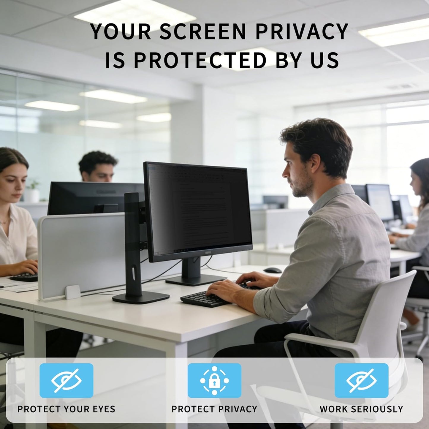 [2 Pack] 20 Inch Privacy Screen for Computer Monitor Blue Light Screen Protector Anti Glare Anti-Scratch Monitor Privacy Shield Screen 20 Inch 16:9 Aspect Ratio