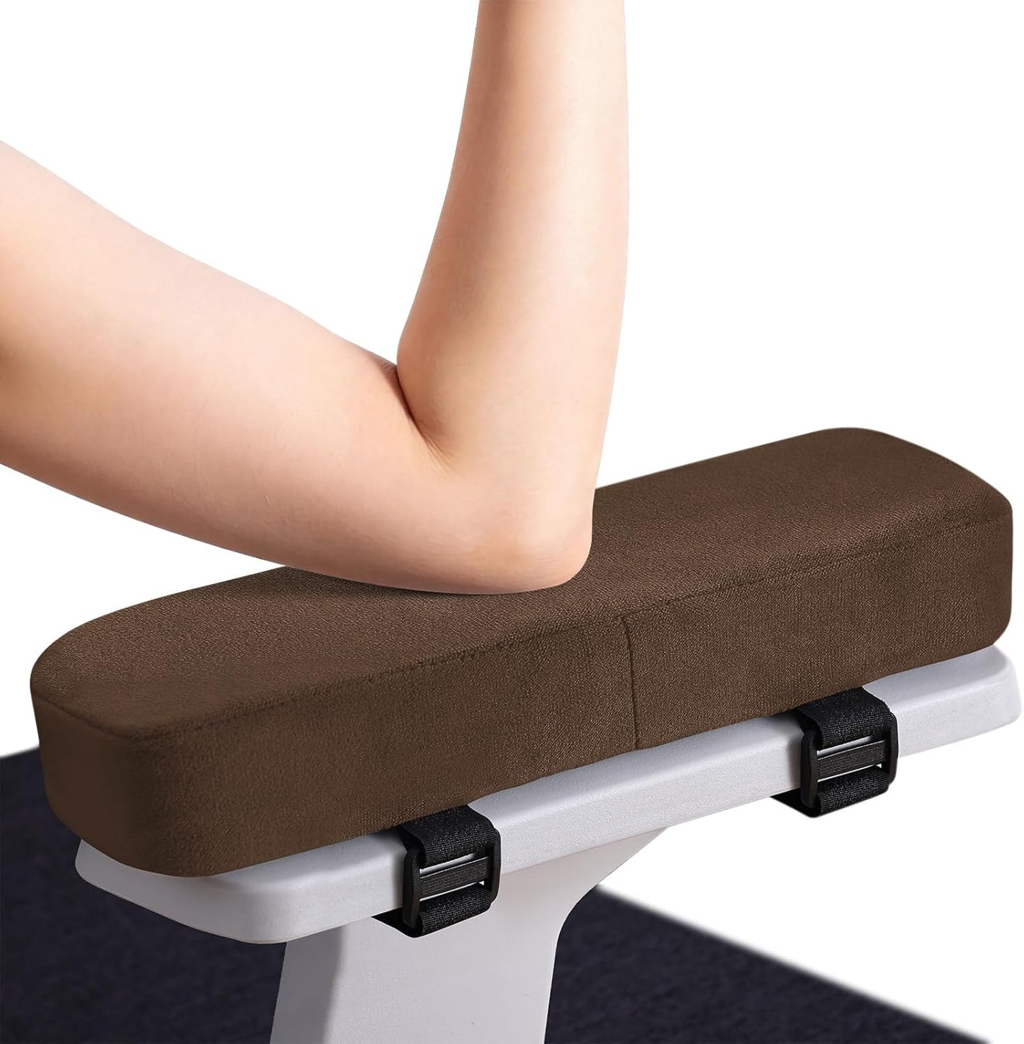 Smiry Ergonomic Office Chair Armrest Pads, Memory Foam Arm Rest Covers, Non-Slip Armrest Cushion with Adjustable Buckles and Straps, Elbow Relief for Desk, Gaming & Wheelchair (Black, Set of 2)