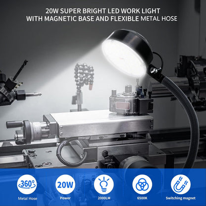 Clamp Light, LED Work Light with Flexible & Strong Clip for Workshop, Sewing, Lathe, Bandsaw, Workbench, Desk, Bright Small Area Task Lighting, 2000 Lumens, Silver