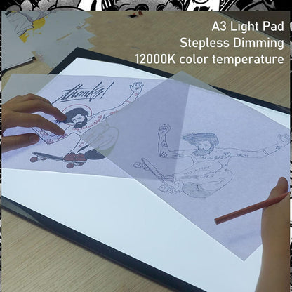 Light Board A3, 16.6×12.6 INCH Large Light Pad Stepless Dimming 12000K LED USB Powered Fatigue Relief Light Board, for Tracing Sketch Drawing Animation