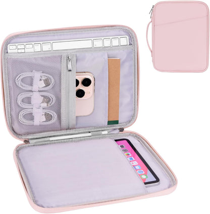 8-9 Inch Tablet Sleeve Bag, Padded Travel Pouch for Galaxy Tab A9 8.7/Tab A 8.4/Fire HD 8, Portfolio Style with Mesh Pocket and Compartments for Accessories (PU-Gray9)