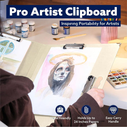 18x24 Clipboard - Foldable 18x24 File Folder & Drawing Board - Folds to 11x17 Clipboard, 4 Clips, Corner Protectors, Portable Art Portfolio, Architecture Folder, 11x17 Binder, Portfolio Binder (Green)