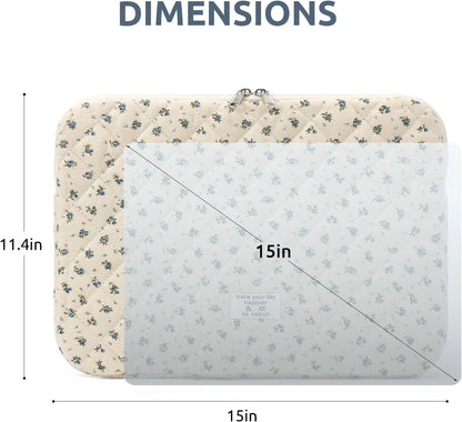 Puffy Laptop Sleeve 13 Inch Cute Quilted Laptop Protective Case Padded Floral Computer Sleeve for MacBook (A-Blue, 13 Inch)