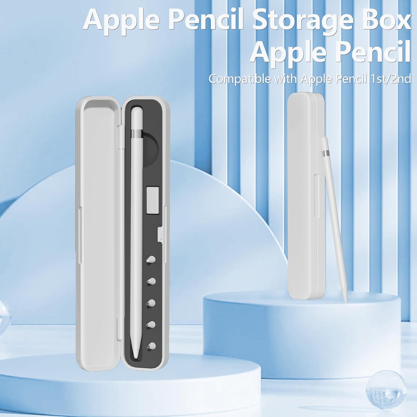 Inesore Pencil Case Compatible with Apple Pencil Pro/1st/2nd Gen/USB-C,Contain 5 Pack for Apple Pencil Tips Replacement Accessories (Purple Silicone Card Slot)