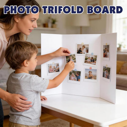 20 Pack Trifold Poster Board, 16in x 24in Corrugated Project Board, White Presentation Board, Trifold Display Board for School Project, Business Presentation, Science Fairs, Event Display