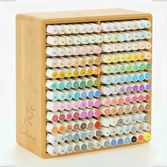 Marker Organizer for 168 Markers,Bamboo Wooden Desk Storage Organizer Rack,Markers Pens Pencils Art Brushes Storage Holder for Home Classroom Office Decor.