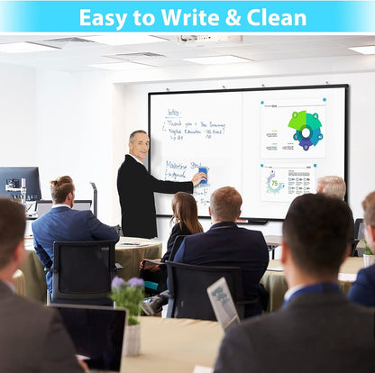 Magnetic White Board Dry Erase Board for Wall，72" x 40" Wall-Mounted Aluminum Frame Marker Board, Foldable Portable Whiteboard with a Long Pen Tray for School, Classroom, Office & Home