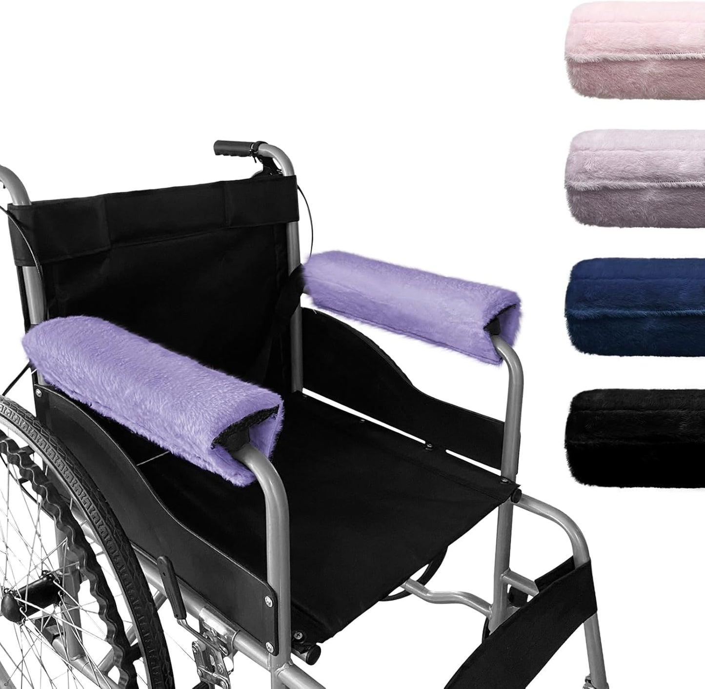 SPRING SEAON Wheelchair Armrest Covers 2 Pack Soft Memory Foam Wheelchair armrest Pads Wicking Washable for Office Transport Chair (Black)