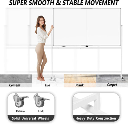 Large Whiteboard Easel with Stand, 36" x 24" Portable Standing Magnetic Dry Erase White Board, 3' x 2' Tripod Height Adjustable Flip Chart Easel for Home Office Classroom School, Silver