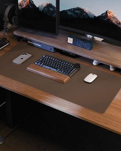 AFIING Desk Pad Protector 23.6" x 13.7" - Non-Slip Waterproof PU Leather Desk Mat for Mouse, Keyboard, Laptop, Office and Home Workspace (Beige)