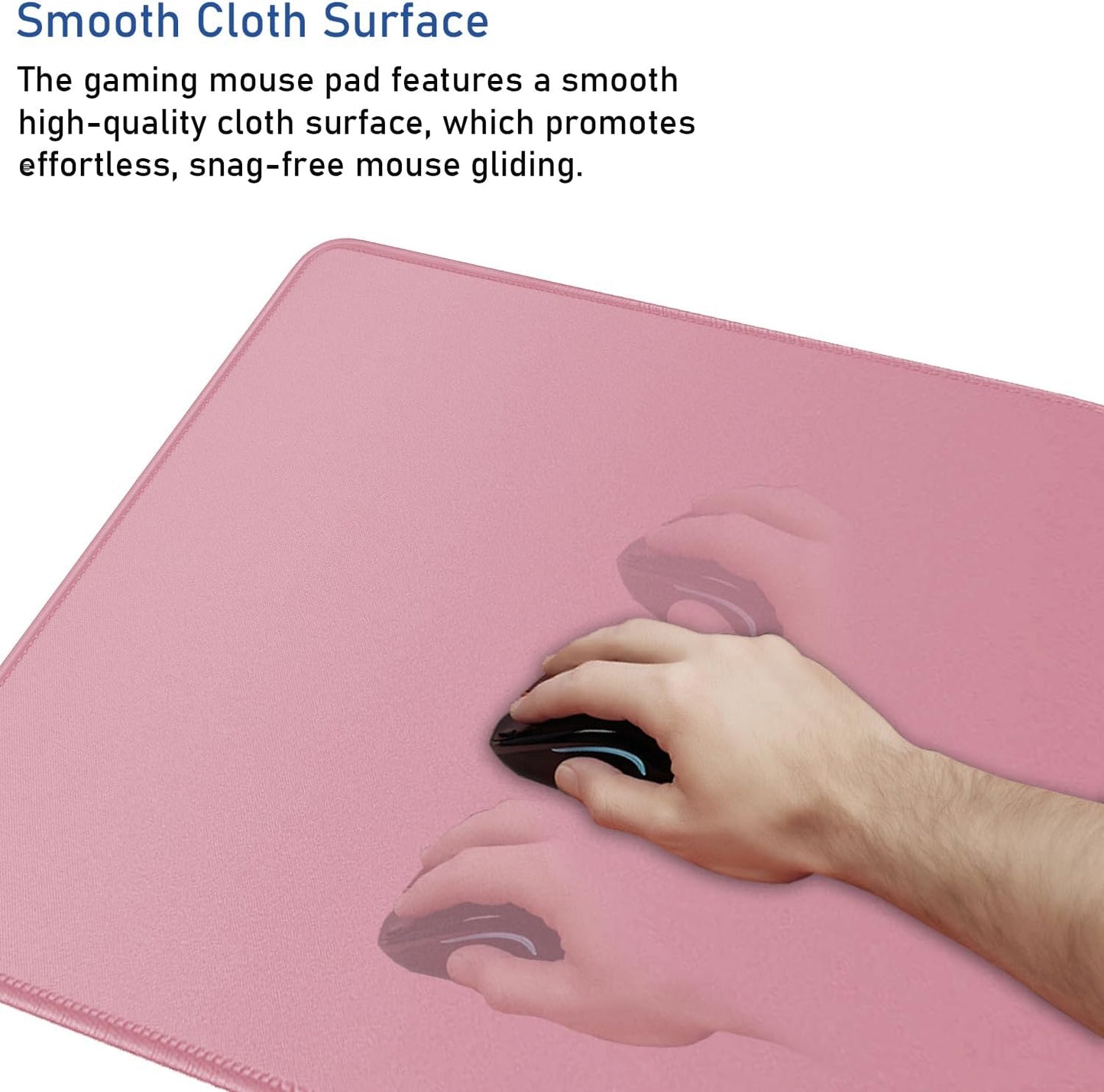 Large Extended Gaming Mouse Pad with Stitched Edges, (31.5X15.7In) Durable Non-Slip Natural Rubber Base, Waterproof Computer Keyboard Pad Mat for Esports Pros/Gamer/Desktop/Office/Home-Black