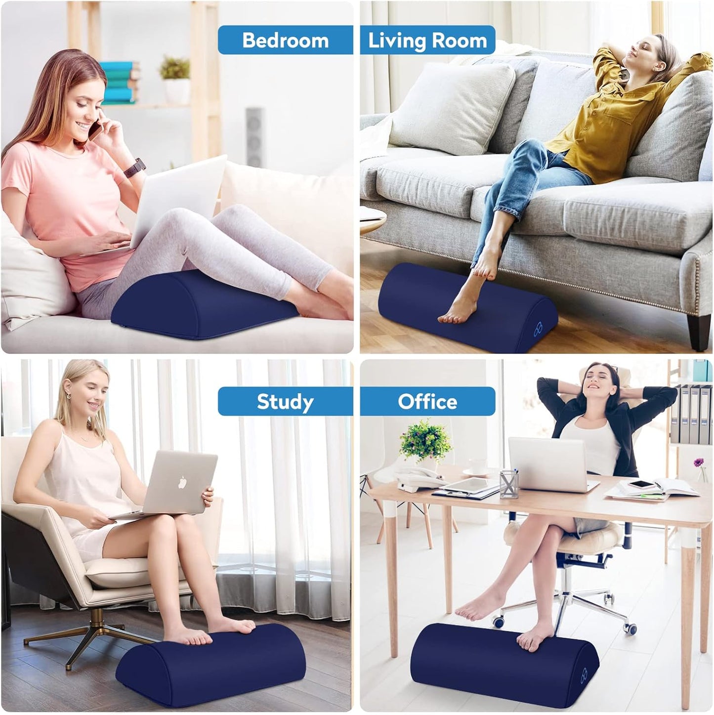 StepLively Foot Rest Ergonomic Pillow for Under Desk at Work, Anti-Fatigue Footrest Support Pillow for Fatigue & Pain Relief, Comfortable for Office Chair, Car Seat & Gaming Chair - Black