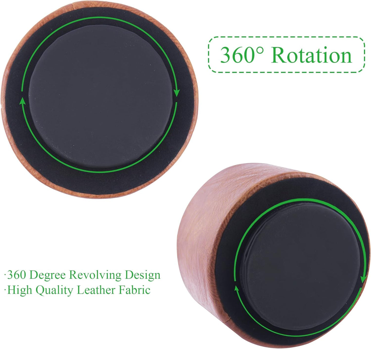 Round Leather Art Supply Organizer,Remote Control Holder,360 Degree Rotating,Multi-Functional Pencil Holder,4 Compartments Desktop Stationary Organizer(1-Fractal Flower) | Round - Colors C