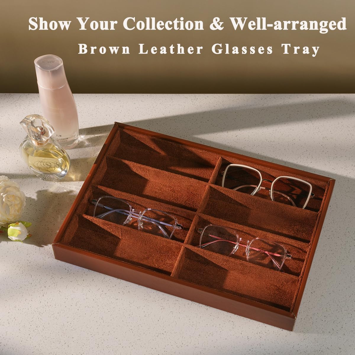 Glasses Holder Box Drawer Sunglass Organizer for Men Clear Storage Case 8 Slot Multiple Reading Glasses Display