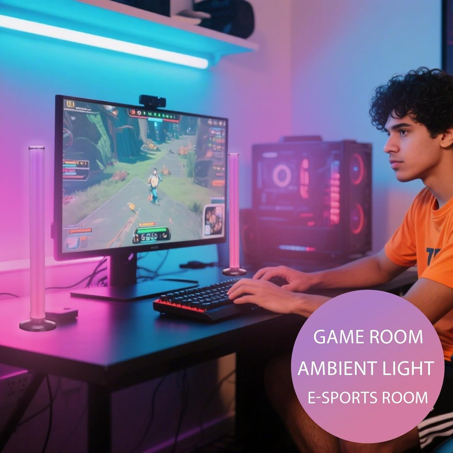 RGB Gaming Light Bars, 2 Pack 16.5 Inch Smart LED Light Bars with Music Sync, APP & Remote Control, 360° TV Backlight, USB Powered Ambient Lighting for PC Monitor Bedroom Gaming Room
