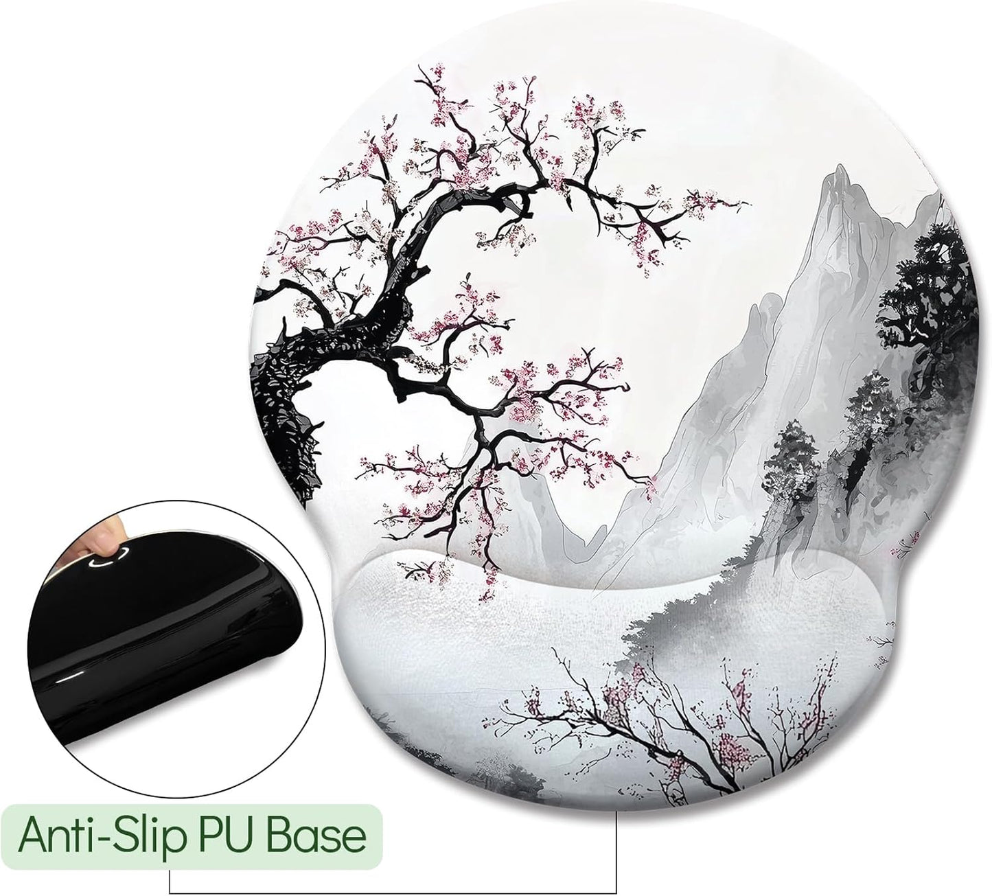 LIMKRIAN Cat Ergonomic Mouse Pad with Wrist Rest, Gaming Mouse Pad with Wrist Support, Funny Mouse Pads for Desk, Computer Mousepad with Non-Slip Pain Relief PU Base, Cute Office Desk Accessories