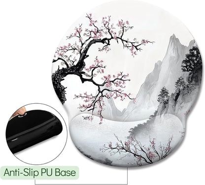 LIMKRIAN Cat Ergonomic Mouse Pad with Wrist Rest, Gaming Mouse Pad with Wrist Support, Funny Mouse Pads for Desk, Computer Mousepad with Non-Slip Pain Relief PU Base, Cute Office Desk Accessories