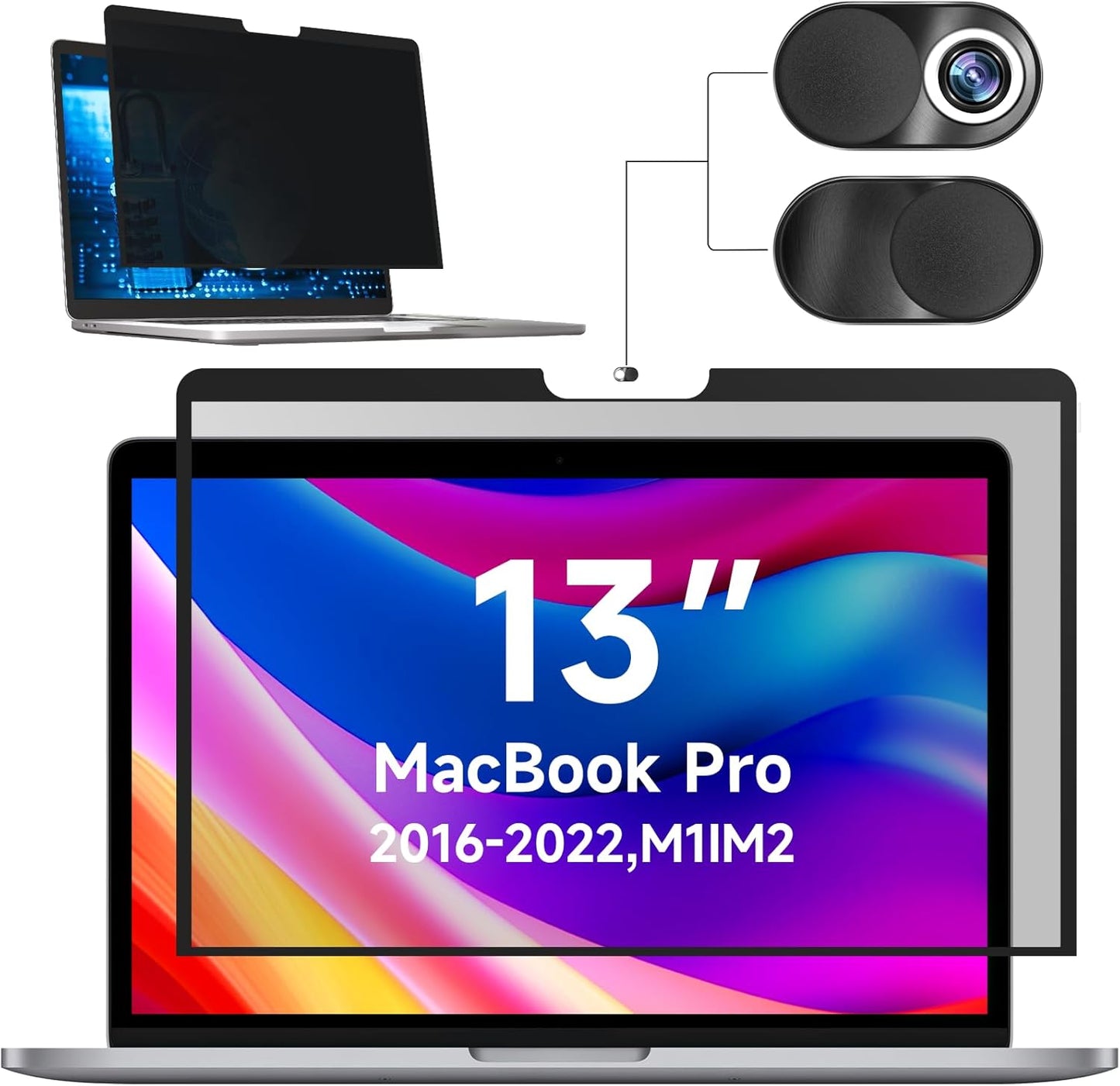 Mamol Magnetic Laptop Privacy Screen 14 inch ,16:10 Aspect Removable Anti Glare Protector Blue Light Privacy Screen Filter,Filter Shield Compatible with HP/Dell/Acer/Asus/Samsung/Lenovo/Thinkpad Envy