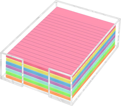 Acrylic Sticky Note Holder - 3 x 3 Inch Post It Note Holder, Crystal Clear Sticky Note Dispenser for Dorm Room Home and Office Acrylic Desk Organizer