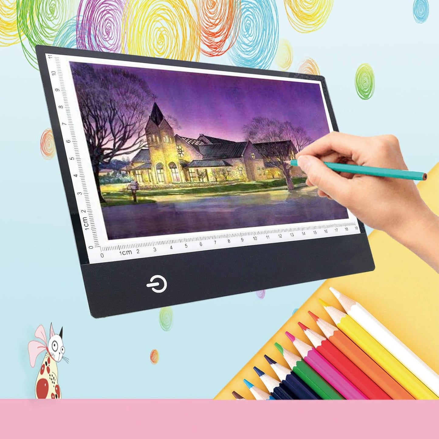 Canvall Flipbook Set for Drawing and Tracing Animation, Include: A5 LED Light Box, 540 Pages Animated Loose-Leaf Paper, 2 HB +12 Colored Drawing Pencils, Pencil Sharpener, Eraser and Screwdriver
