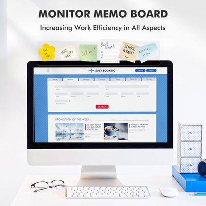 DOLLAR BOSS Monitor Memo Boards for Computers 2 Pcs Office Desk Accessories 11" x 3.1" Transparent Acrylic Monitor Side Panel Multifunction Message Board Screen Note Holder for Office Home Work Desk