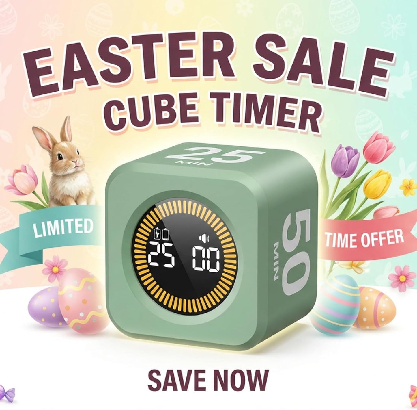 KADAMS Pomodoro Timer Visual - Productivity Pomodoro Cube, 5/10/25/50 Min Countdown & Countup, Silent – Ideal for Work Study Cook Workout Kitchen School Classroom Office ADHD Gift Kids (1, Black)