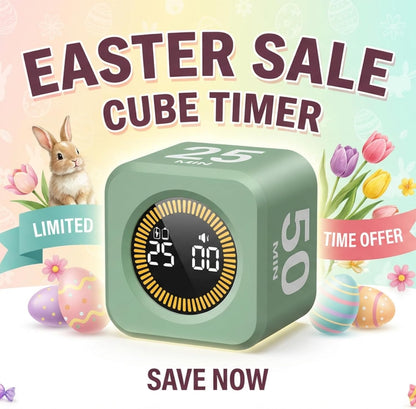 KADAMS Pomodoro Timer Visual - Productivity Pomodoro Cube, 5/10/25/50 Min Countdown & Countup, Silent – Ideal for Work Study Cook Workout Kitchen School Classroom Office ADHD Gift Kids (1, Black)