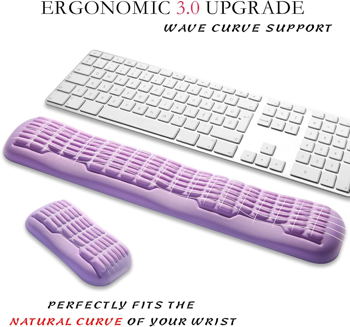 UnivoColors Ergonomic Mouse Wrist Rest,Latest 3.0 Wave Curve Design,High-Resilience Memory Foam Non-Slip Base,Reduces Wrist Fatigue,Ideal for Office Gaming & Long Hours of Use(Black)