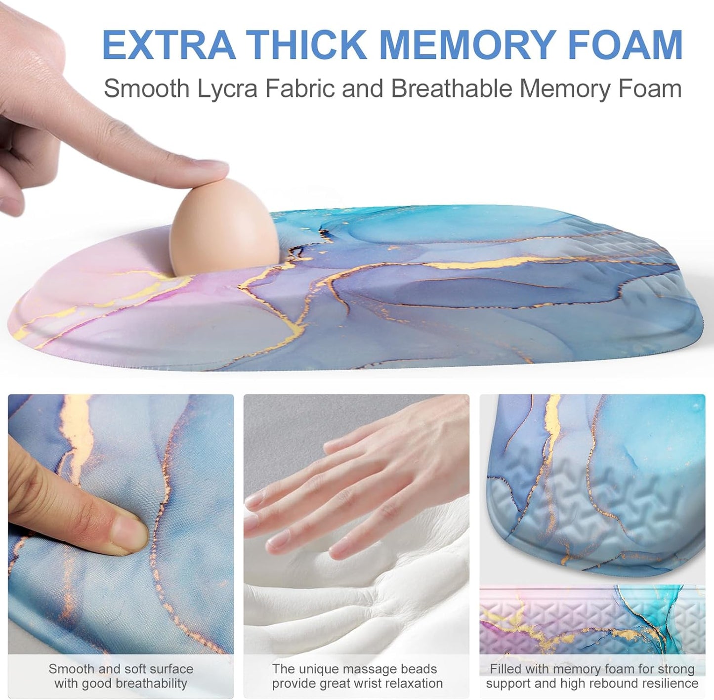 Mouse Pad with Wrist Rest, Comfortable Keyboard Wrist Rest, Memory Foam Wrist Rest for Computer Keyboard, Ergonomic Mouse Pad Set for Easy Typing & Pain Relief for Office Black