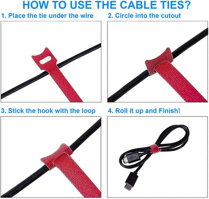 California JOS 60 PCS 6 Inches Reusable Cable Ties, Wire Ties, Cord Organizer, Cable Organizer, Adjustable Cable Management - White